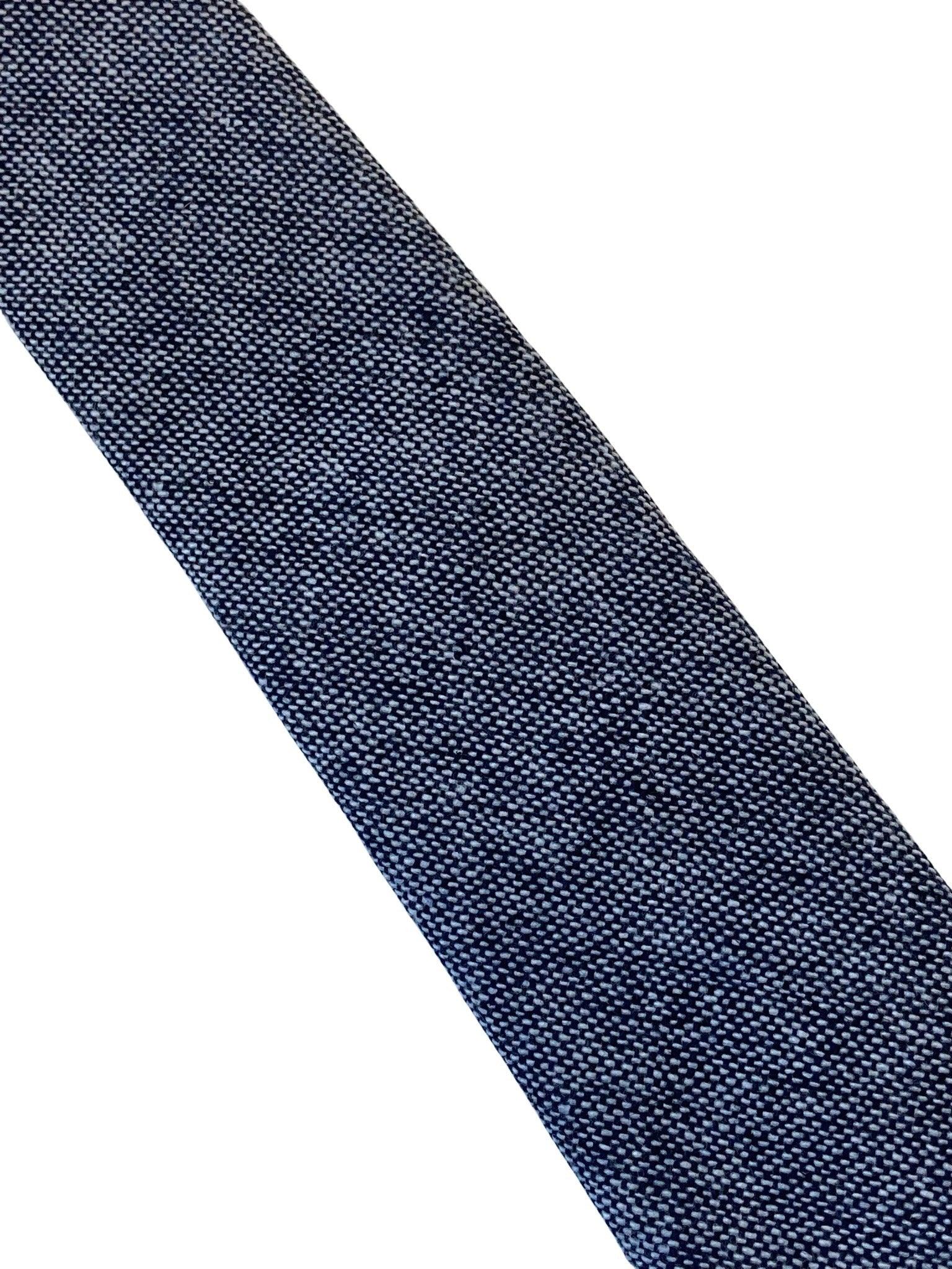 speckled mottled navy blue & white mens 100% wool tie - Image 2