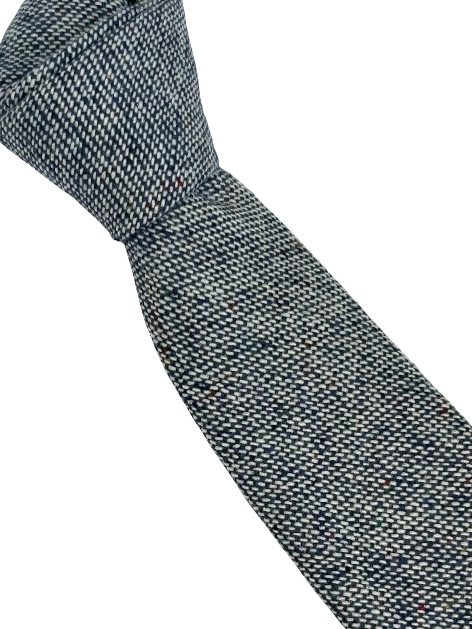 speckled navy dark blue 100% wool tie - Image 6