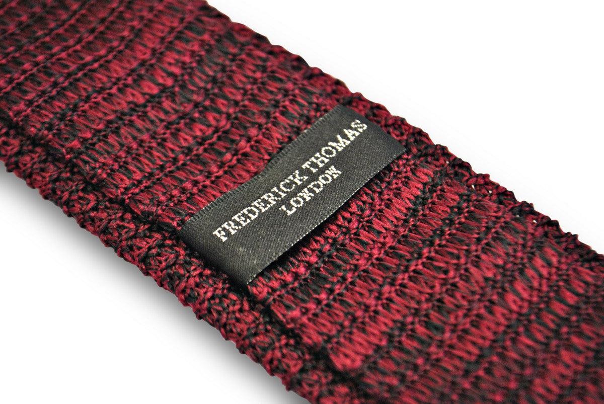 speckled wine red and black skinny knitted tie - Image 3
