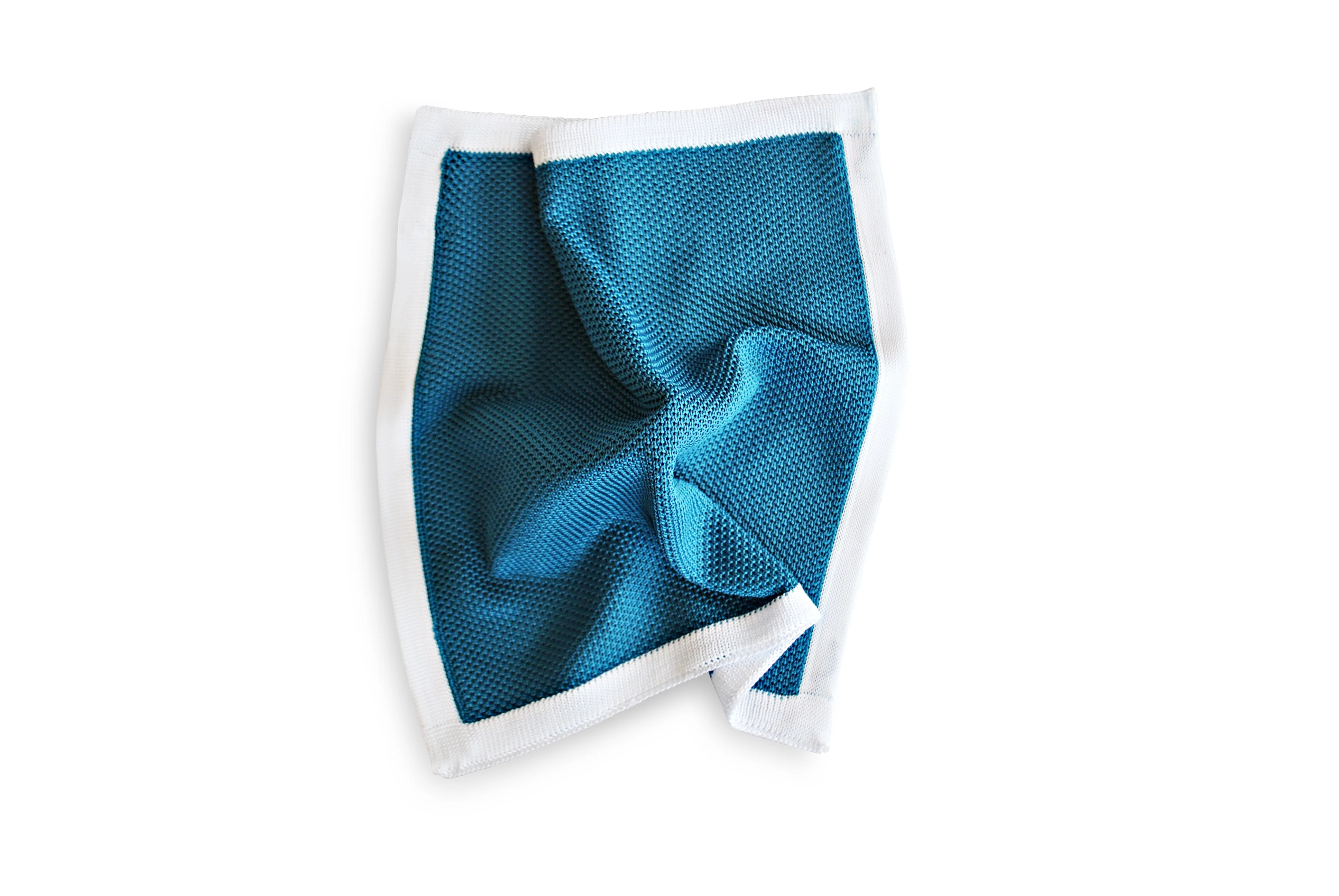 teal knitted tie with matching pocket square - Image 3
