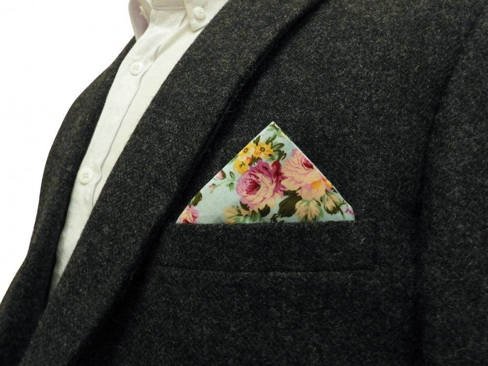Turquoise Rose Floral Pocket Square - Image 2