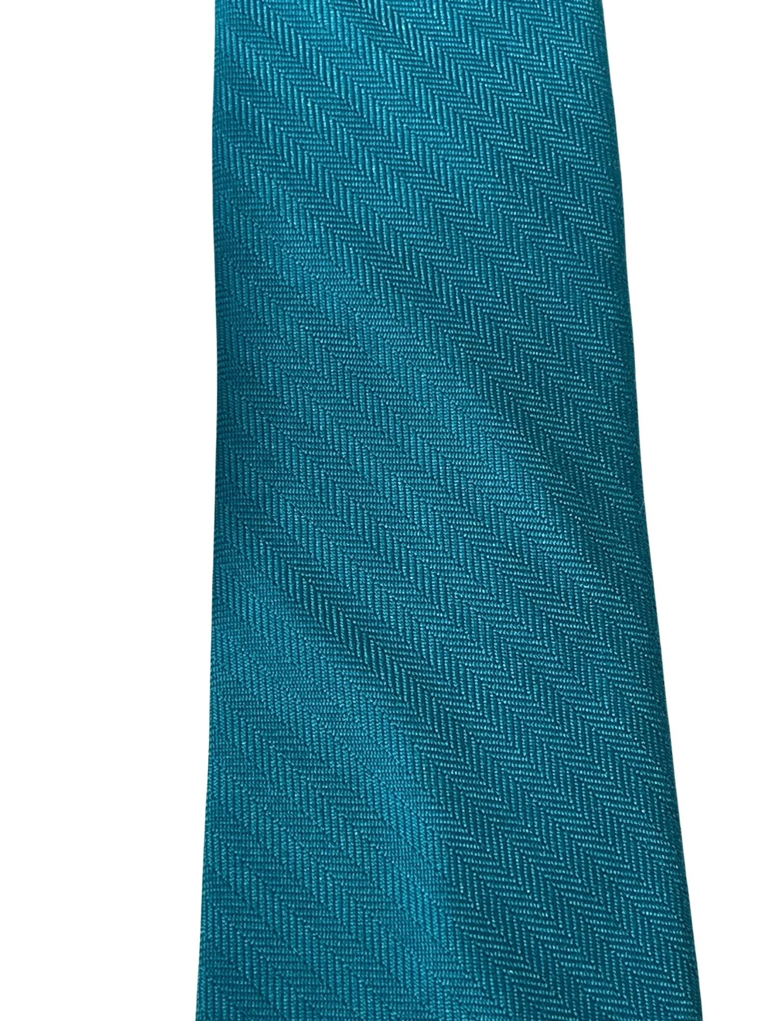 turquoise teal tie with herringbone design - Image 2