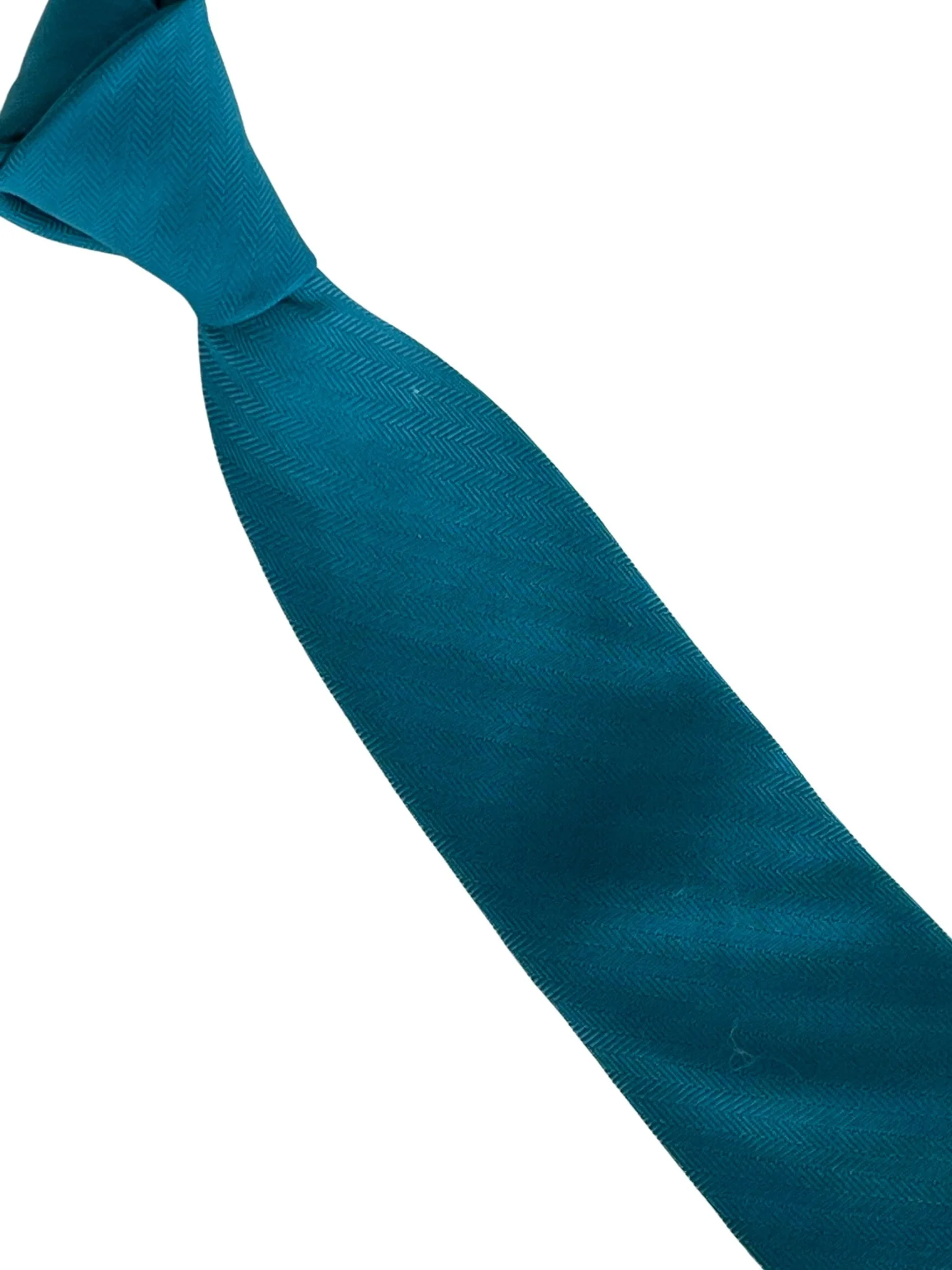 turquoise teal tie with herringbone design - Image 5