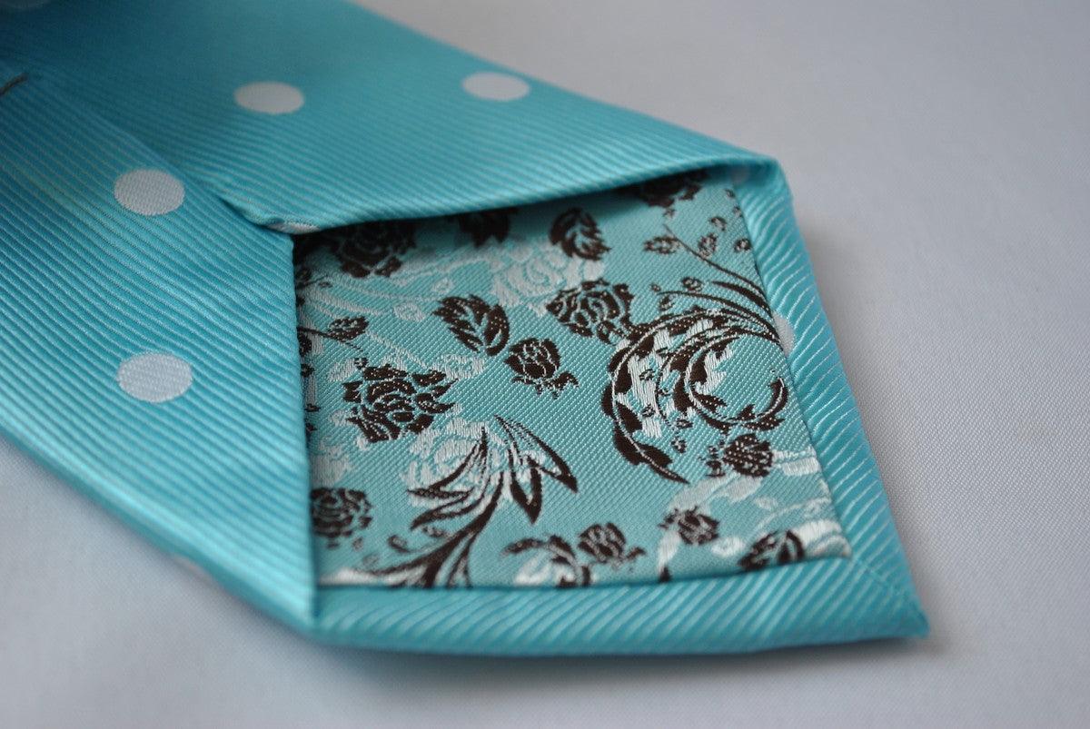 turquoise tiffany blue tie with white polka dots - Image 2