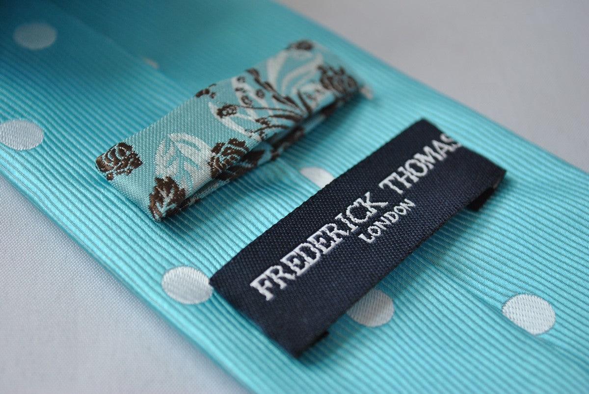 turquoise tiffany blue tie with white polka dots - Image 3