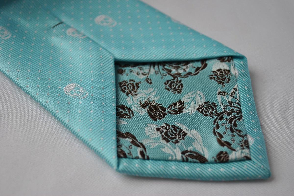 turquoise tiffany blue skulls design tie - Image 4