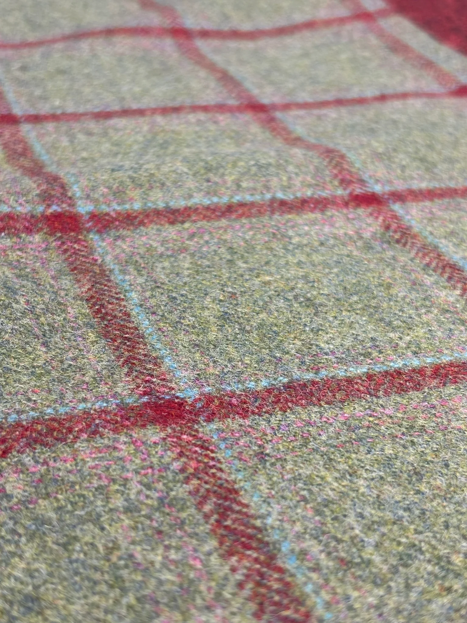 tweed wool Christmas stocking in forest green and red windowpane design - Image 2