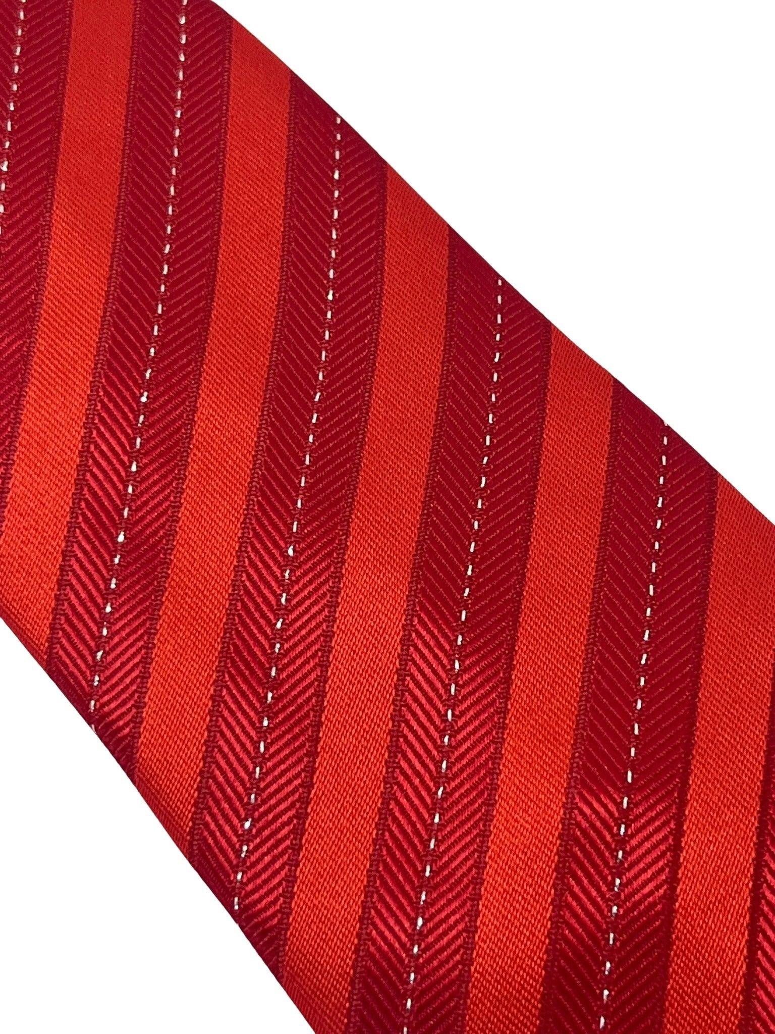 two tone red striped tie with glitter thread - Image 3