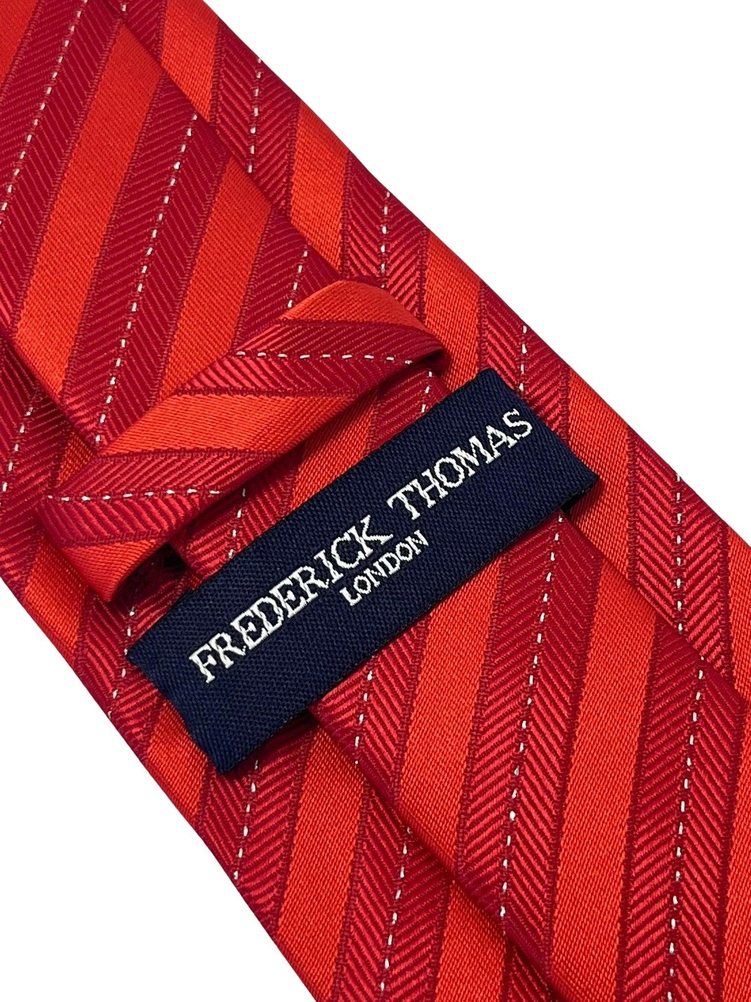 two tone red striped tie with glitter thread - Image 4