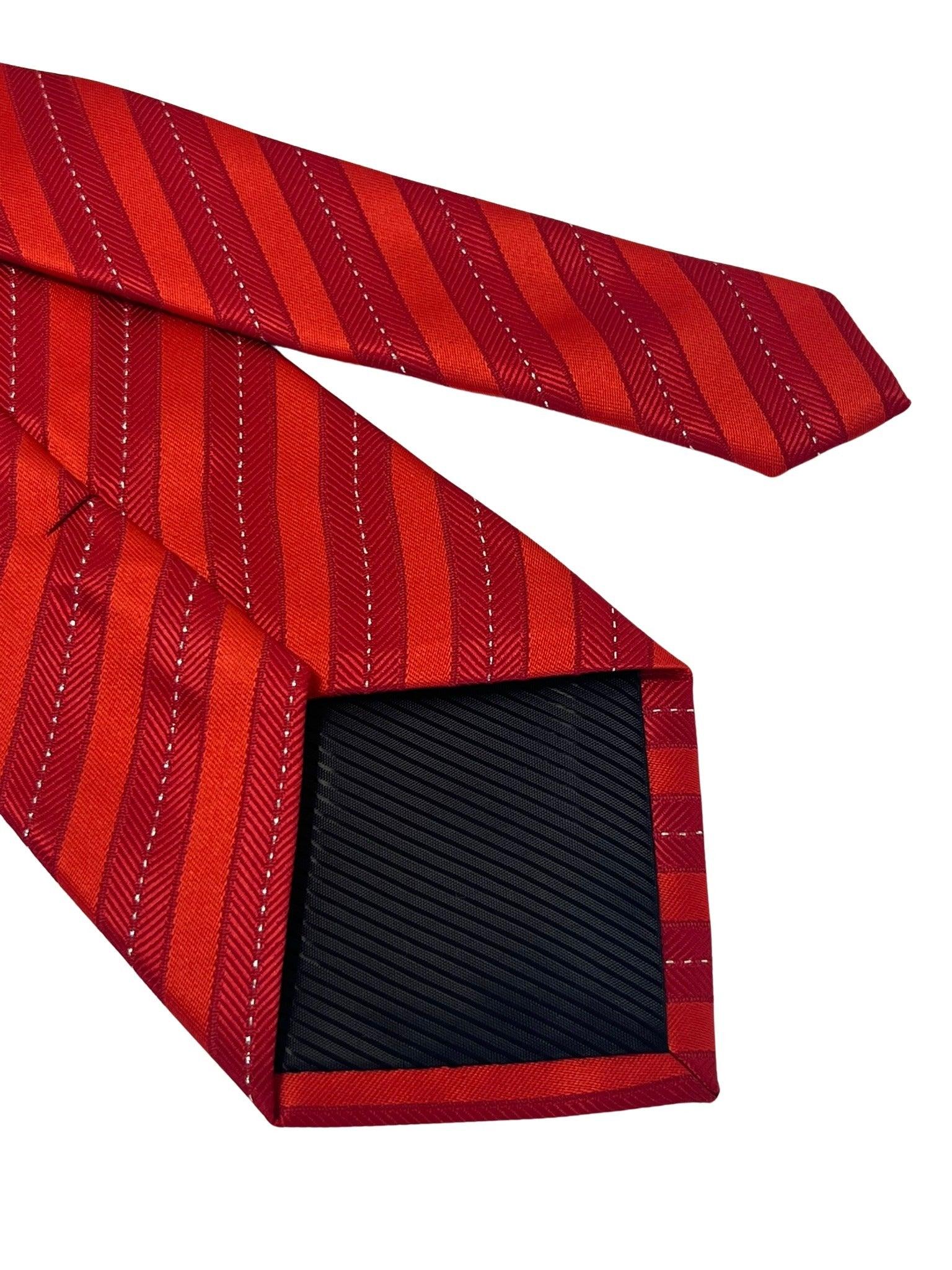two tone red striped tie with glitter thread - Image 5