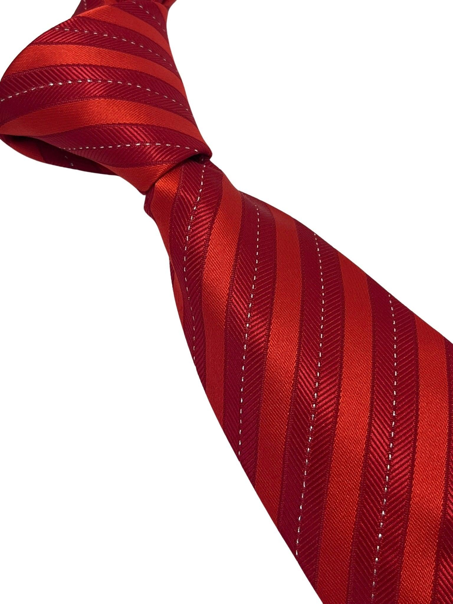 two tone red striped tie with glitter thread - Image 6