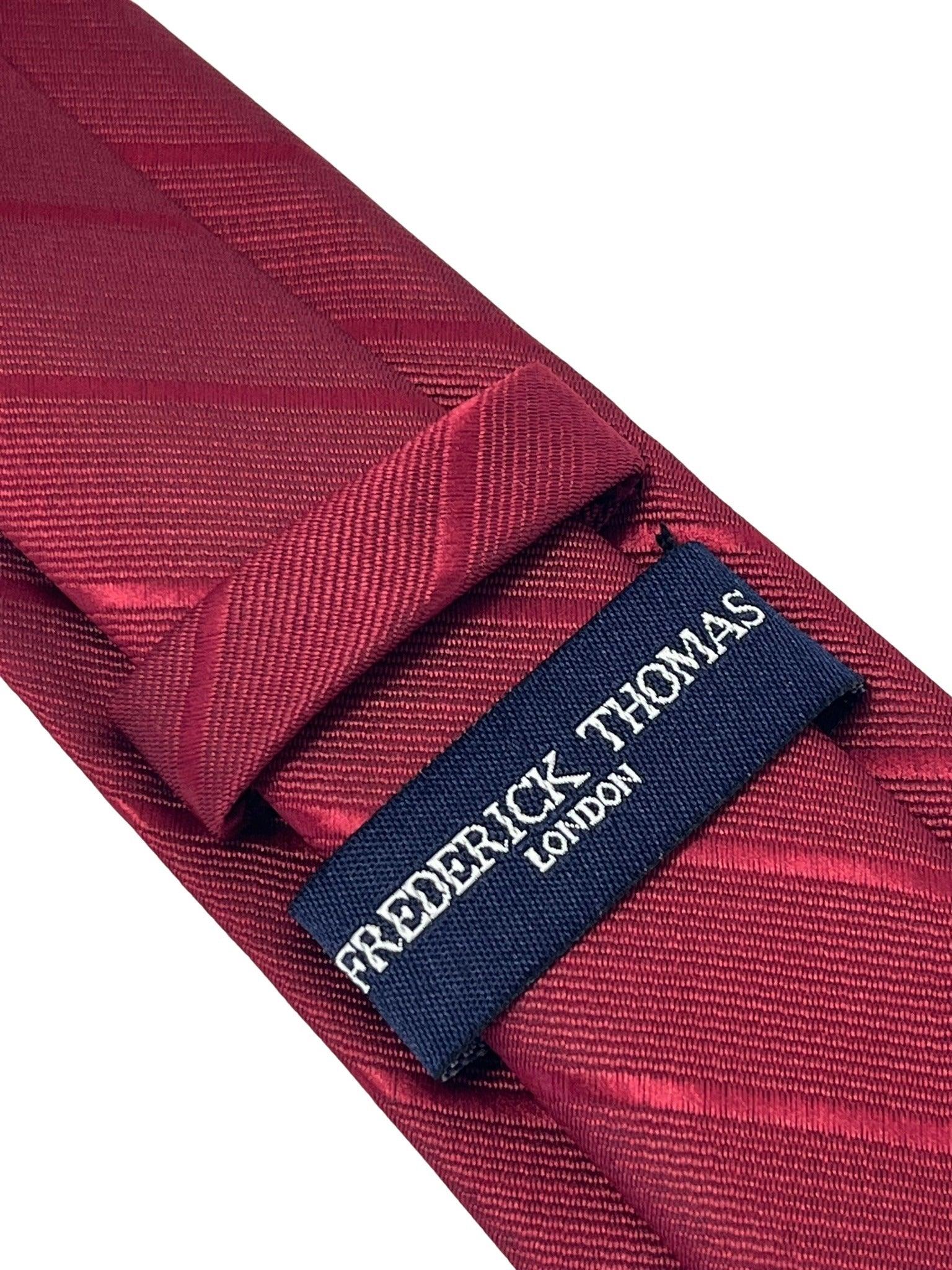 two tone red tie with subtle thin stripe - Image 4