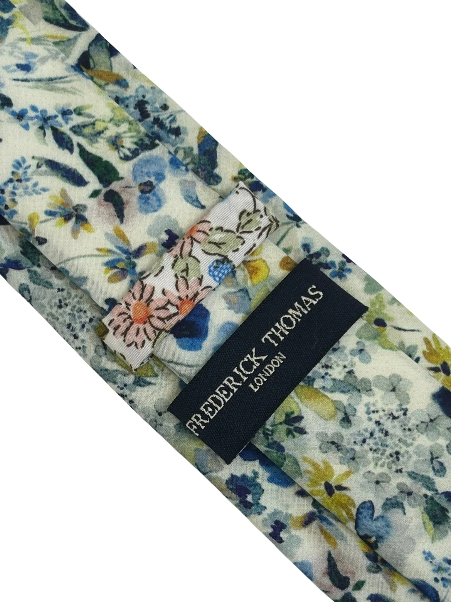 watercolour blue floral wildflower cotton tie in a  liberty style design - Image 3