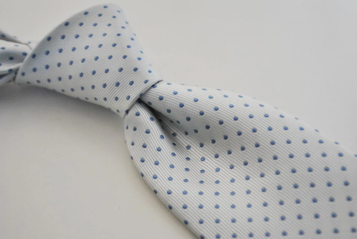 white tie with light blue pin spots - Image 3