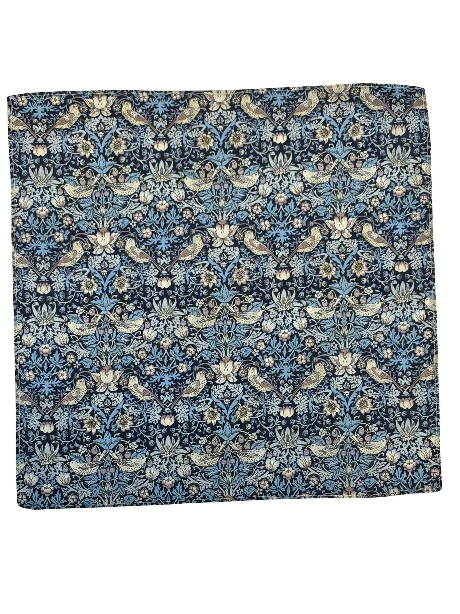 william morris liberty style blue strawberry thief english garden wildflower design adult bow tie and matching pocket square - Image 4