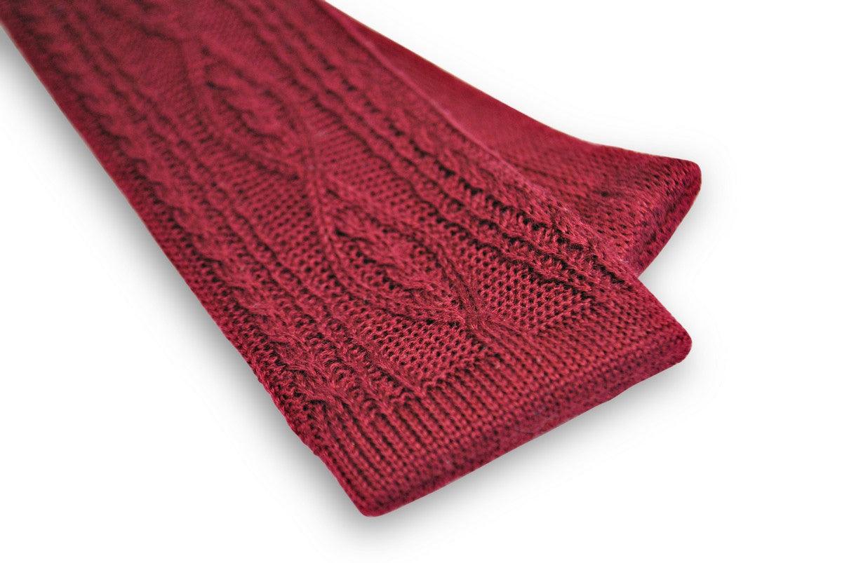wine red cable knit skinny tie - Image 3