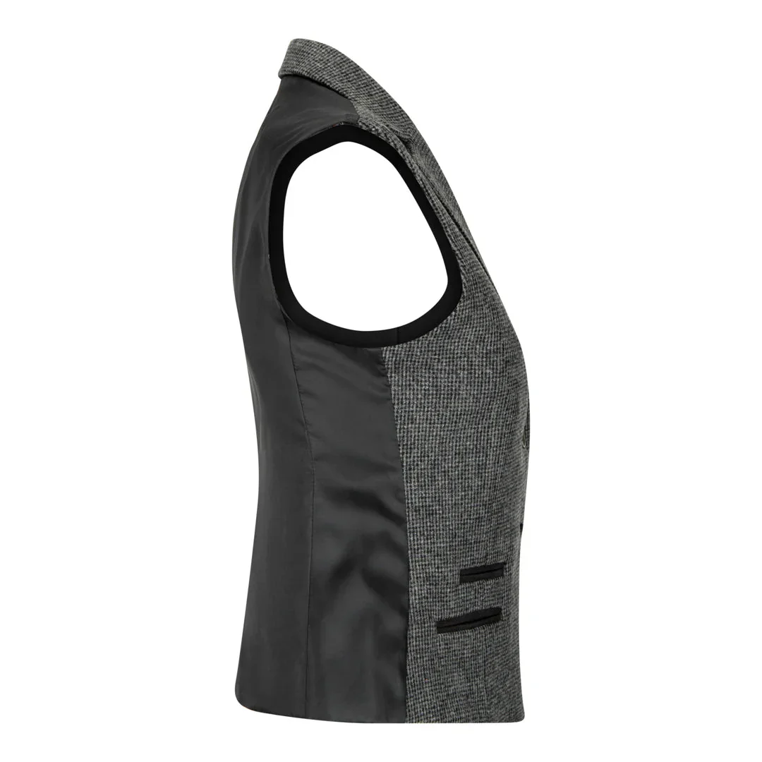 wsn01 - Women Grey Suit Blazer Waistcoat & Trousers in Tweed Herringbone - Image 12