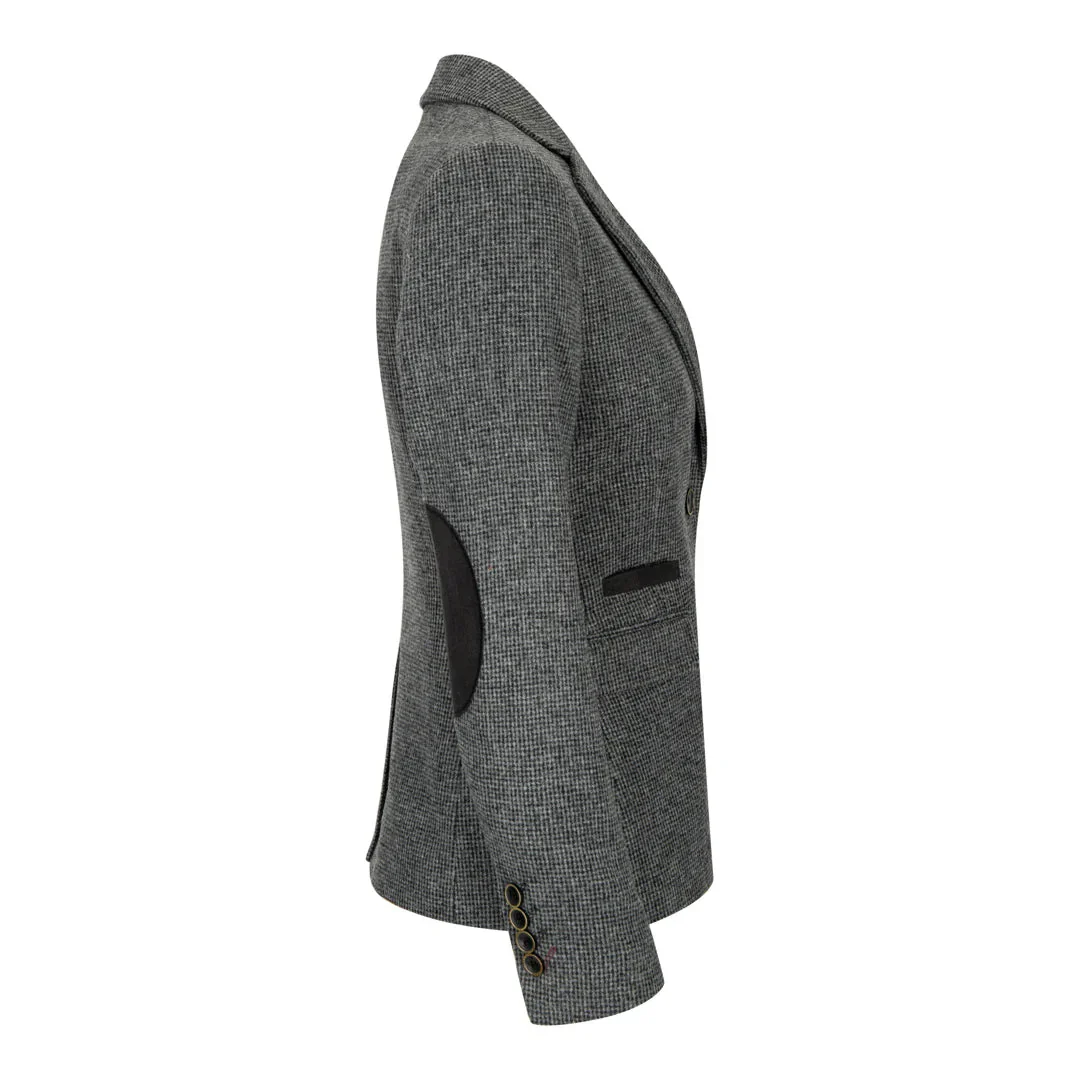wsn01 - Women Grey Suit Blazer Waistcoat & Trousers in Tweed Herringbone - Image 4