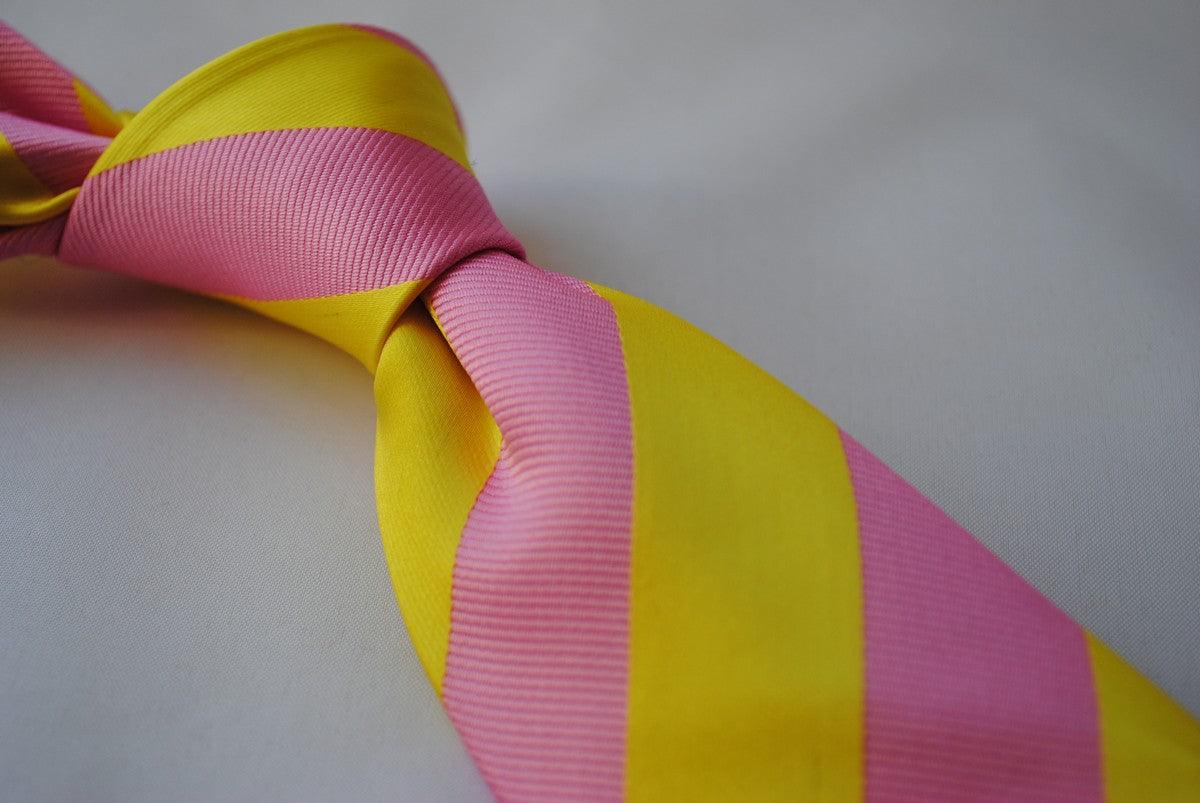 yellow and pink barber striped design tie - Image 3