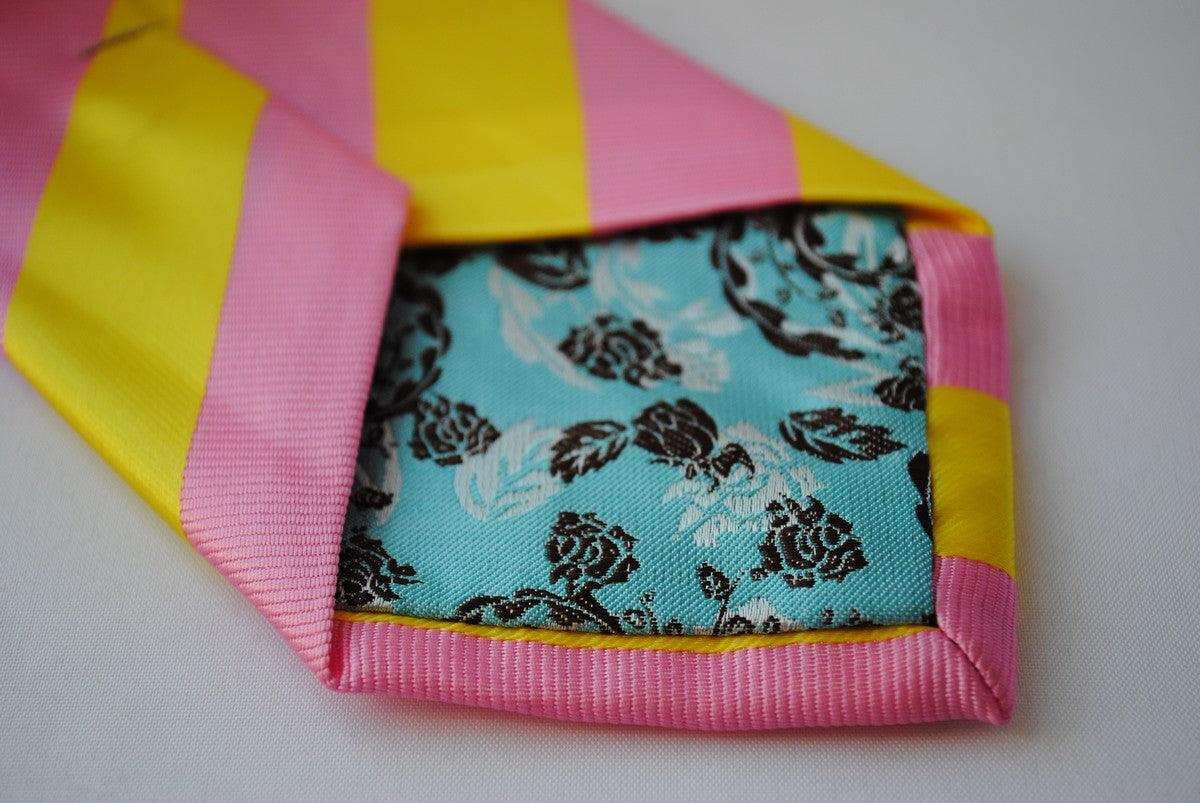 yellow and pink barber striped design tie - Image 4