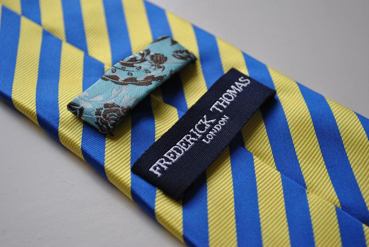 yellow and royal blue striped tie - Image 4