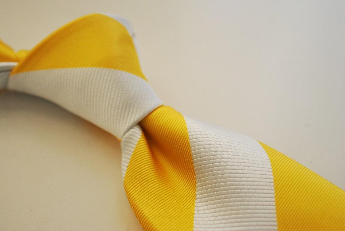 yellow and white barber striped tie - Image 3