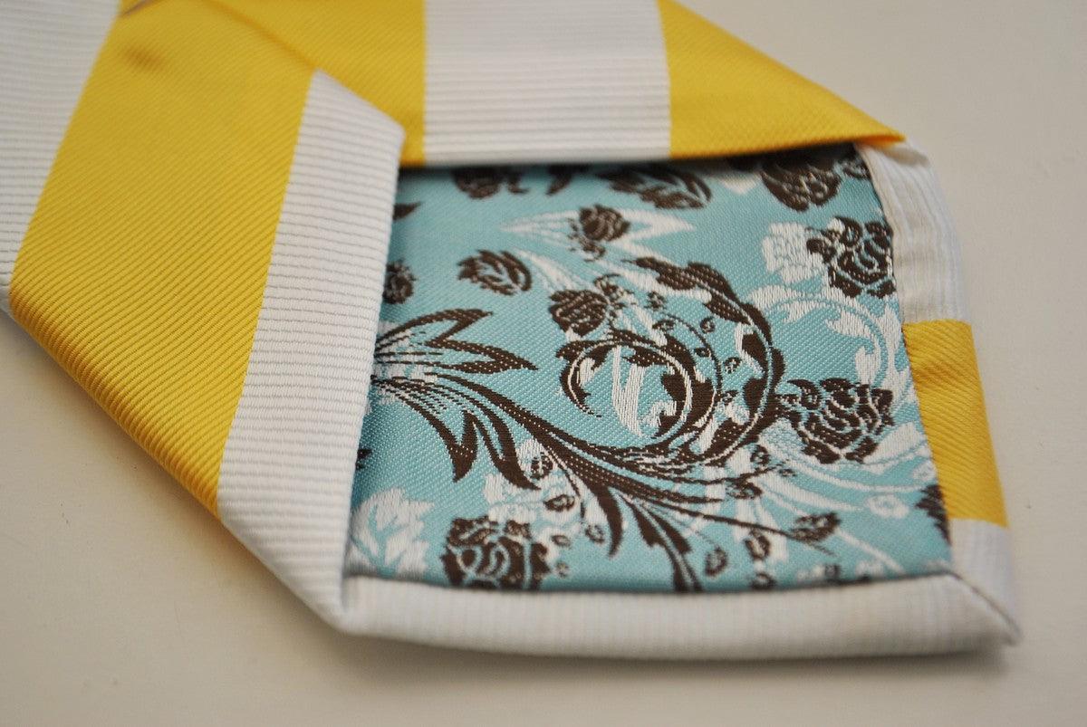 yellow and white barber striped tie - Image 4