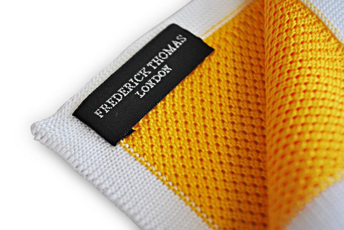 yellow knitted pocket square with white edging - Image 2
