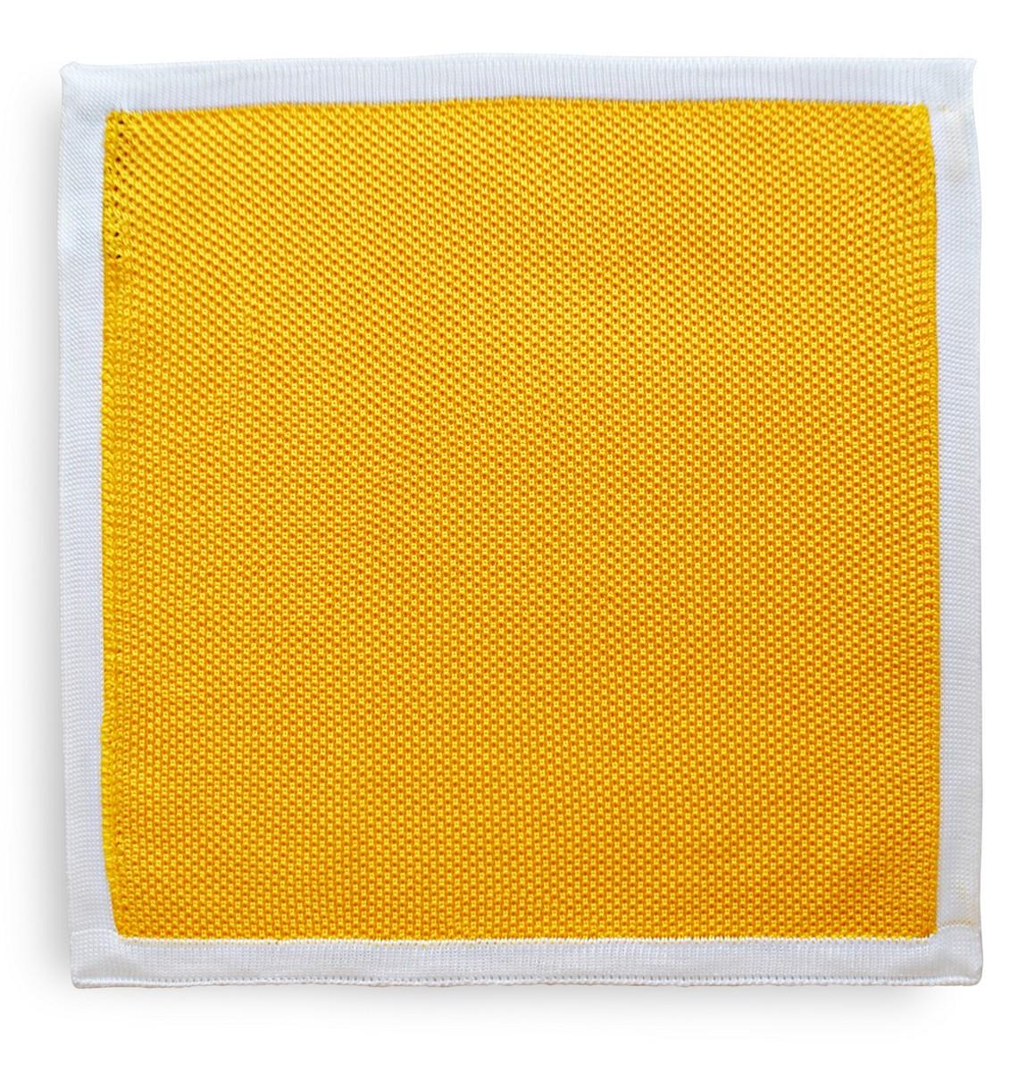 yellow knitted pocket square with white edging - Image 4