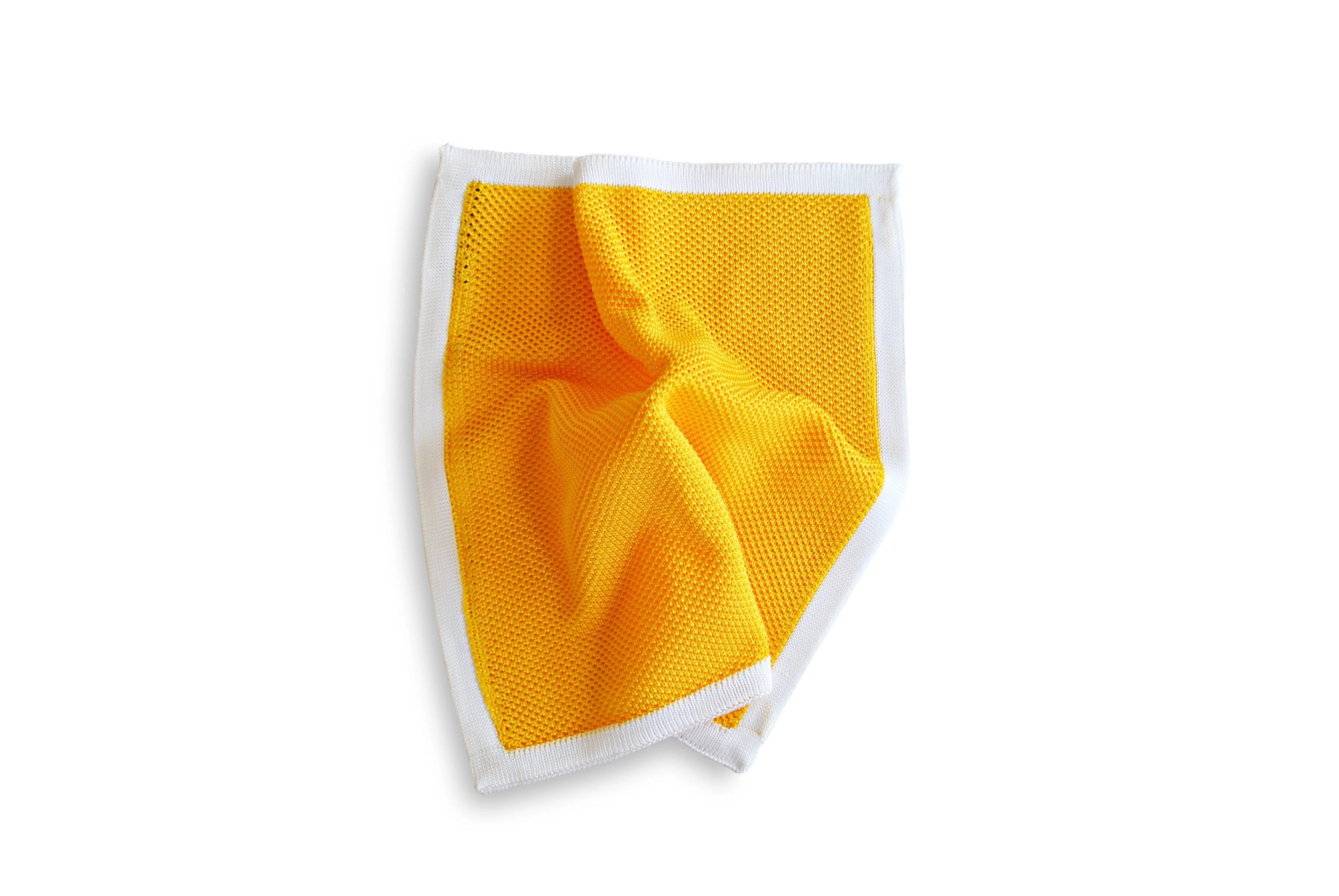 Yellow Knitted Tie with Matching Pocket Square - Image 3